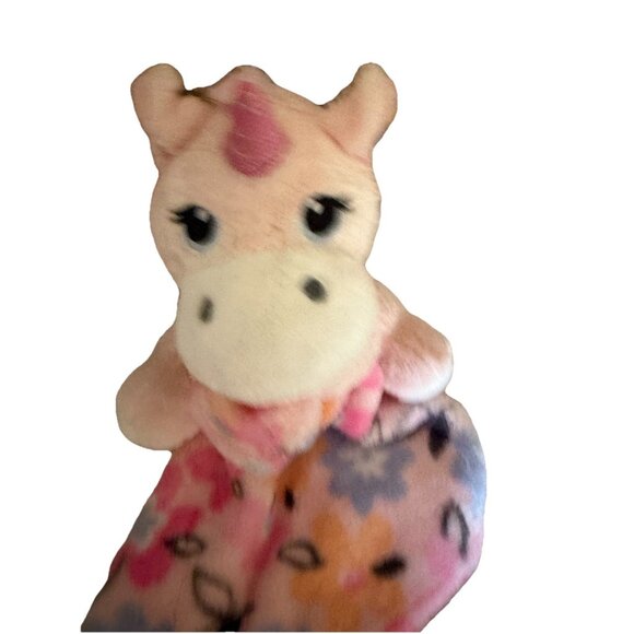 Little Beginnings Unicorn Plush w/Lovey Security Blanket Pink Floral Toy - Picture 6 of 9